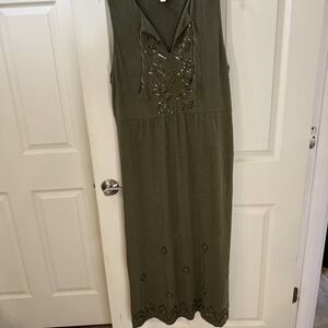 J. Jill Women's Dress Size L Maxi Sleeveless Maxi‎ Fairy Beaded Boho READ